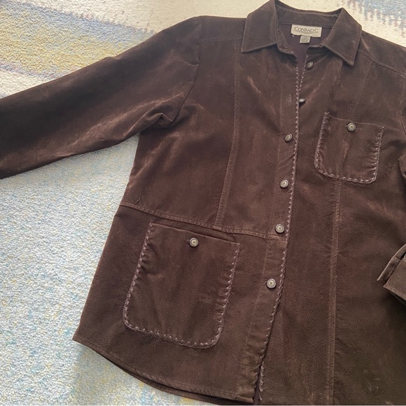 Vintage 90s Brown Button-Up Suede Jacket - Picture 2 of 11